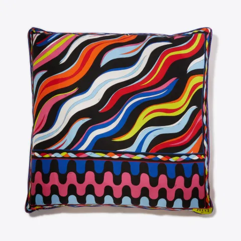 Patchwork-Print Silk-Twill Cushion