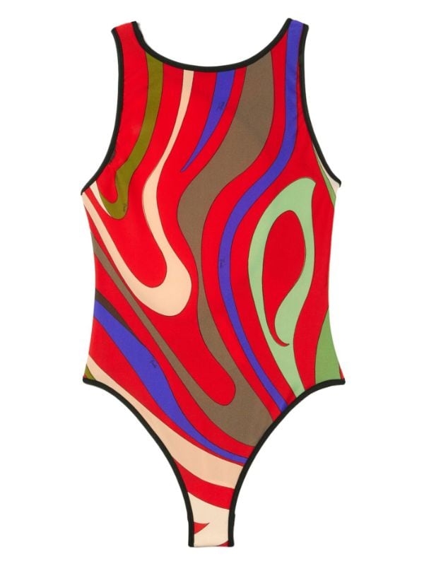 90's Abstract printed china one-piece