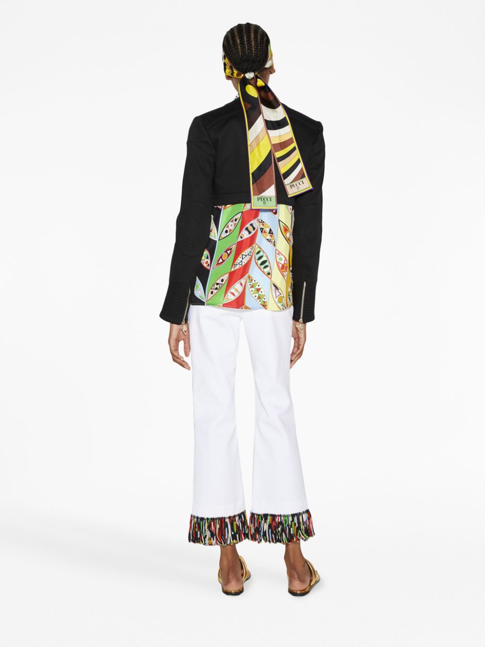 Shop Pucci Open-front Cropped Jacket In Black
