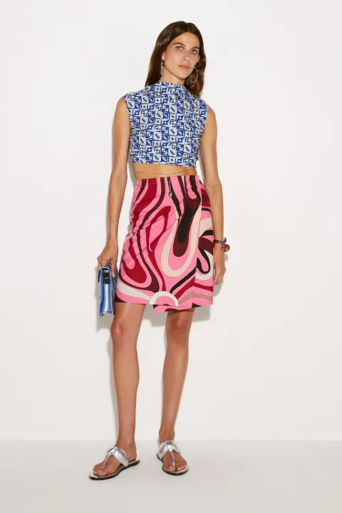Dischi-Print Cotton Crop Top