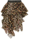 sacai leopard-print asymmetric skirt - Brown