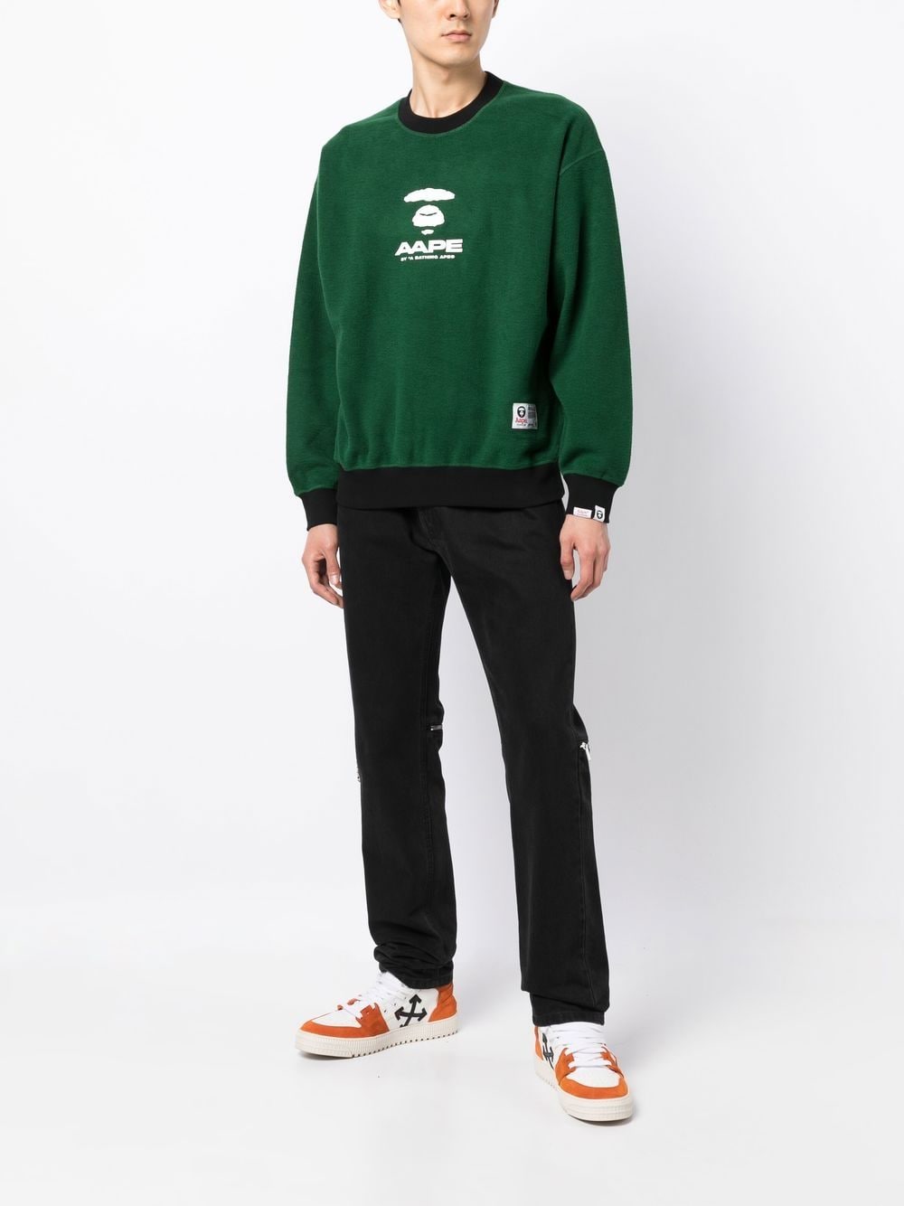 AAPE BY *A BATHING APE® Sweater met logoprint - Groen