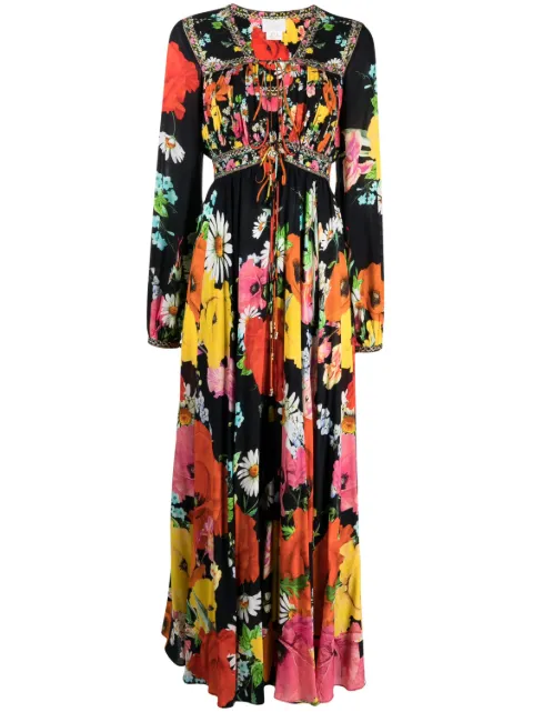 Camilla floral-print gathered dress