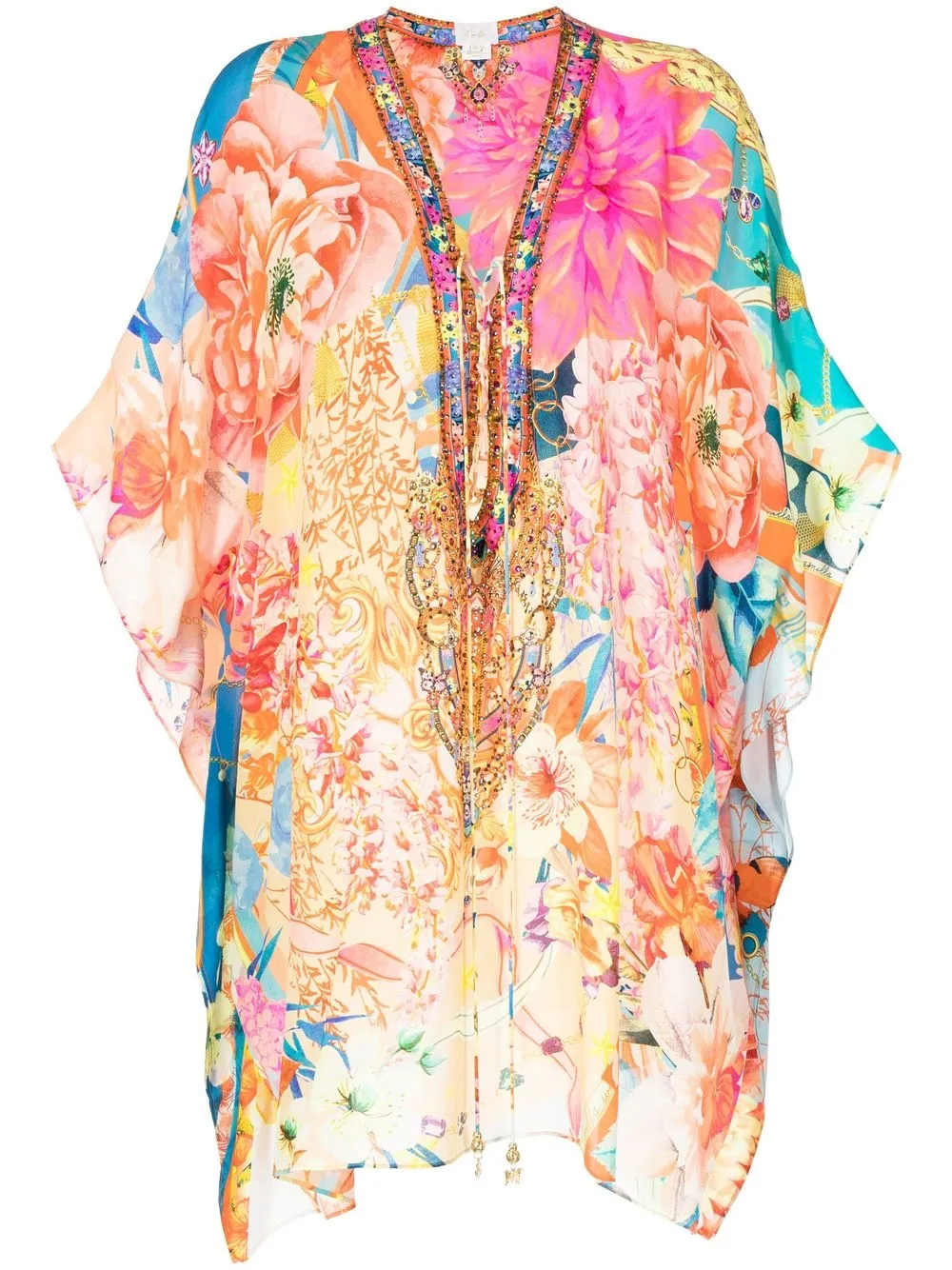 

Camilla floral-print kaftan dress - Orange