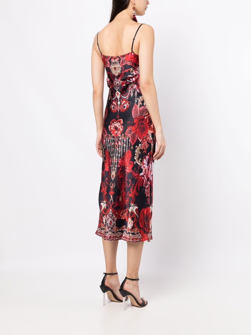 Shop Camilla Floral-print Slim Cut Dress In Rot