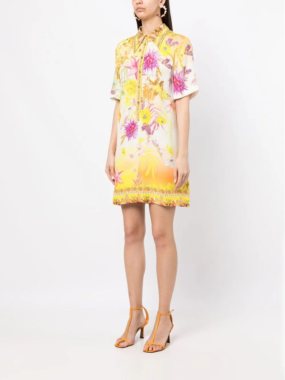 Allover Floral Print Shirt Dress