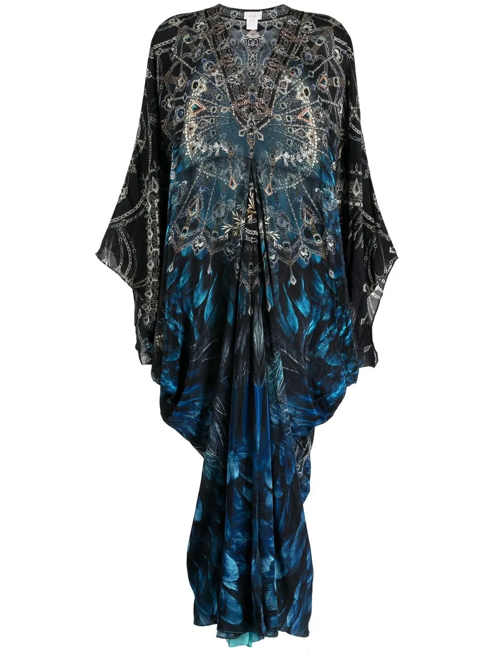 

Camilla drape-detail kaftan dress - Blue