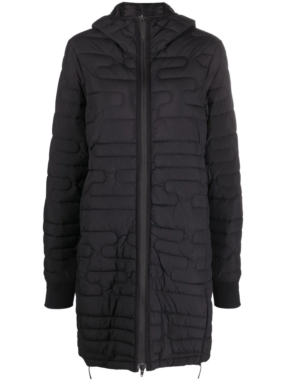 

Y-3 quilted padded mid-length coat - Black