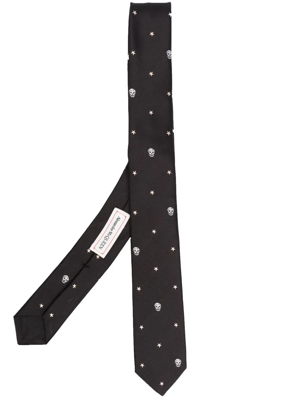 

Alexander McQueen Star & Skull embroidered-motif silk tie - Black