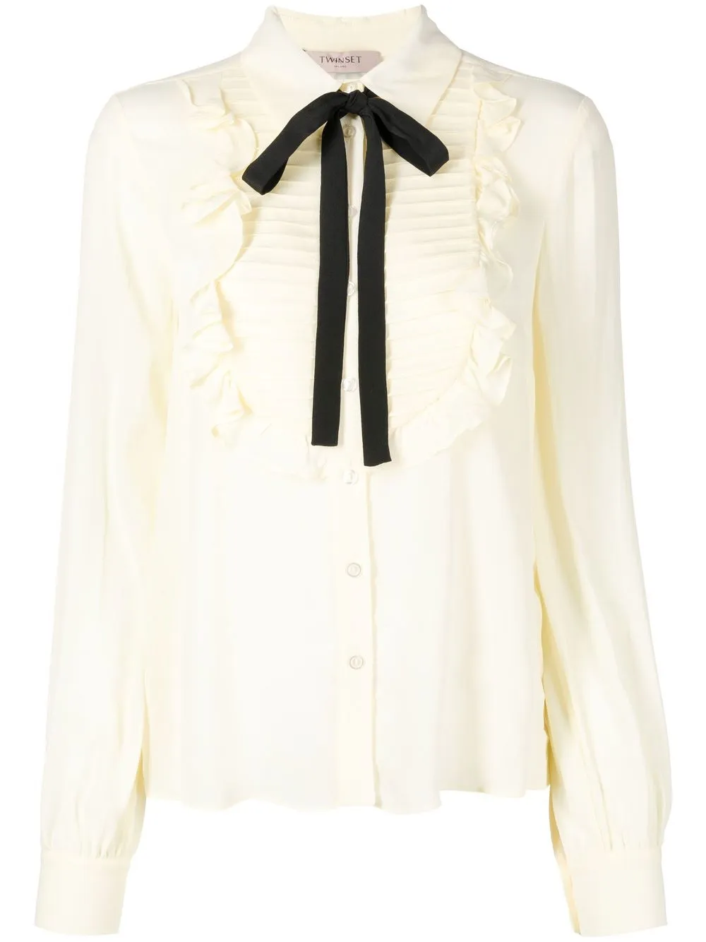 

TWINSET ruffle-trimmed pussy-bow shirt - Yellow