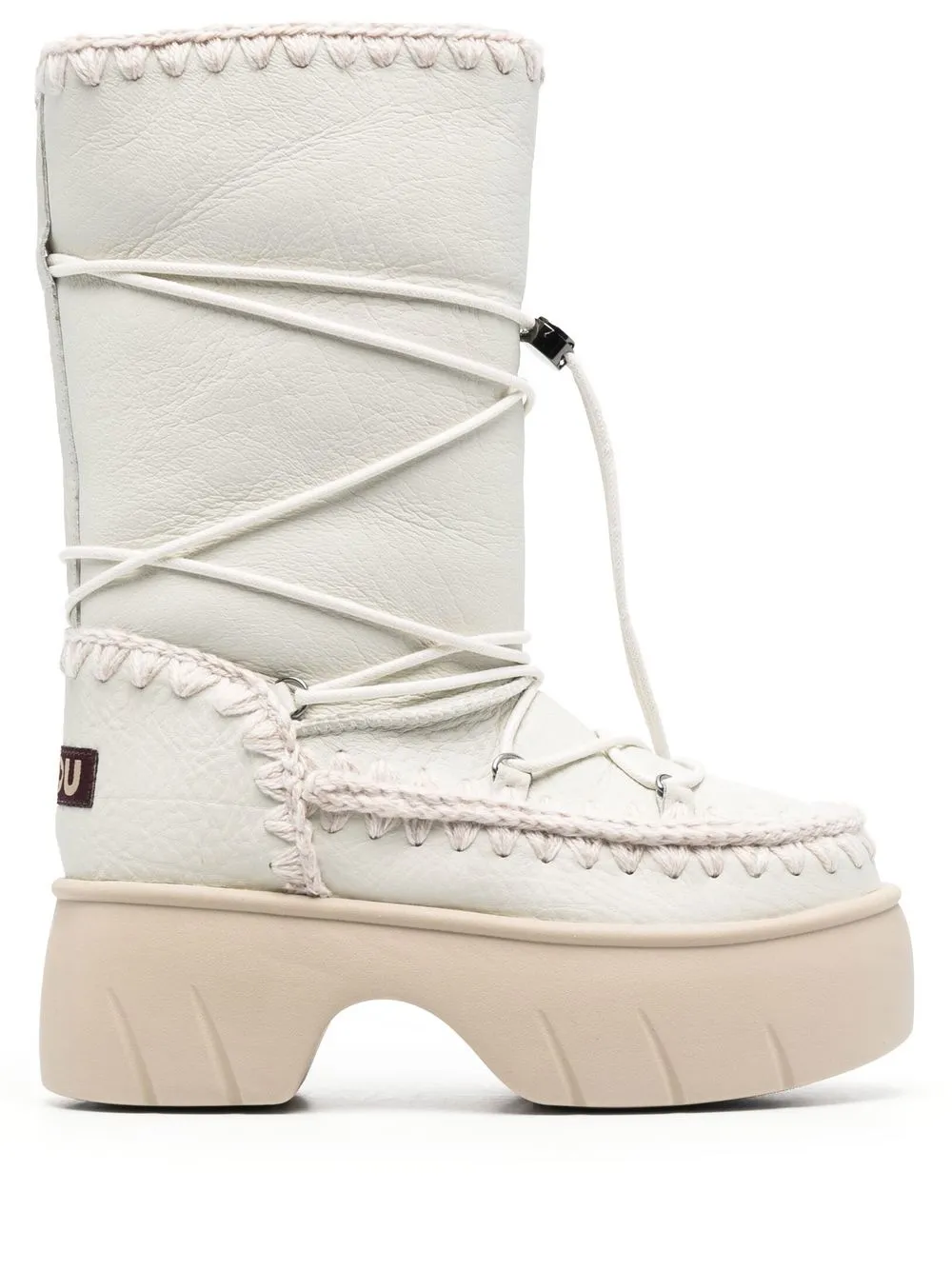 

Mou 65mm logo-patch sheepskin boots - White