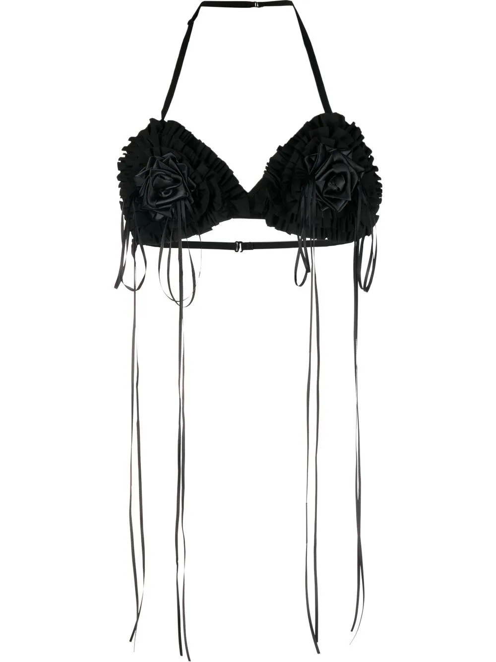 

Vaquera gathered-detail halterneck bralette - Black