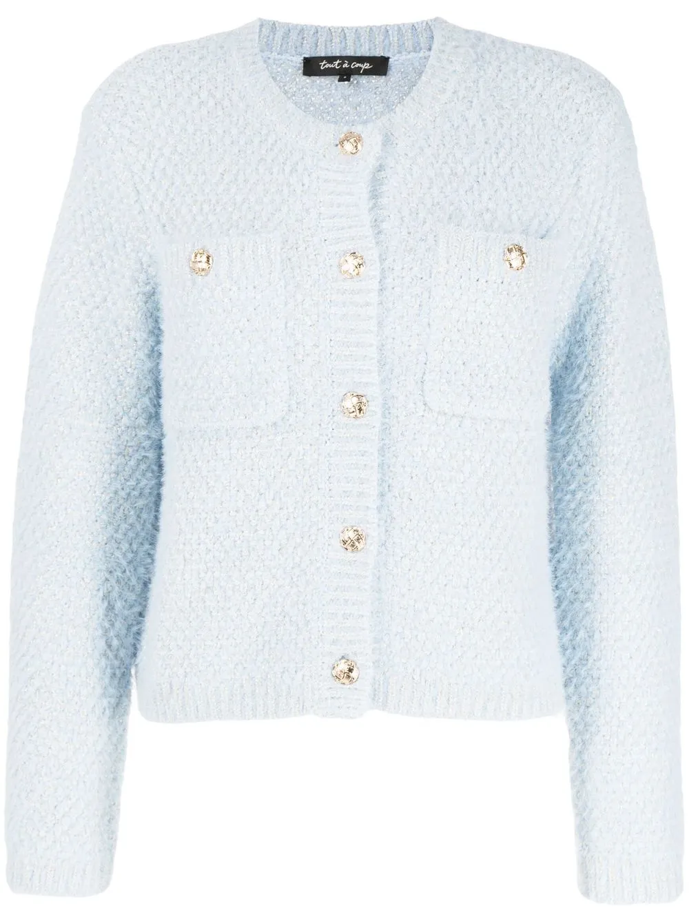 

tout a coup round-neck knit cardigan - Blue