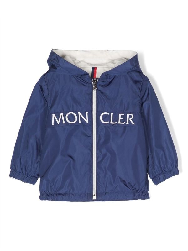 Moncler Logo-badge Hooded Jacket In Blue