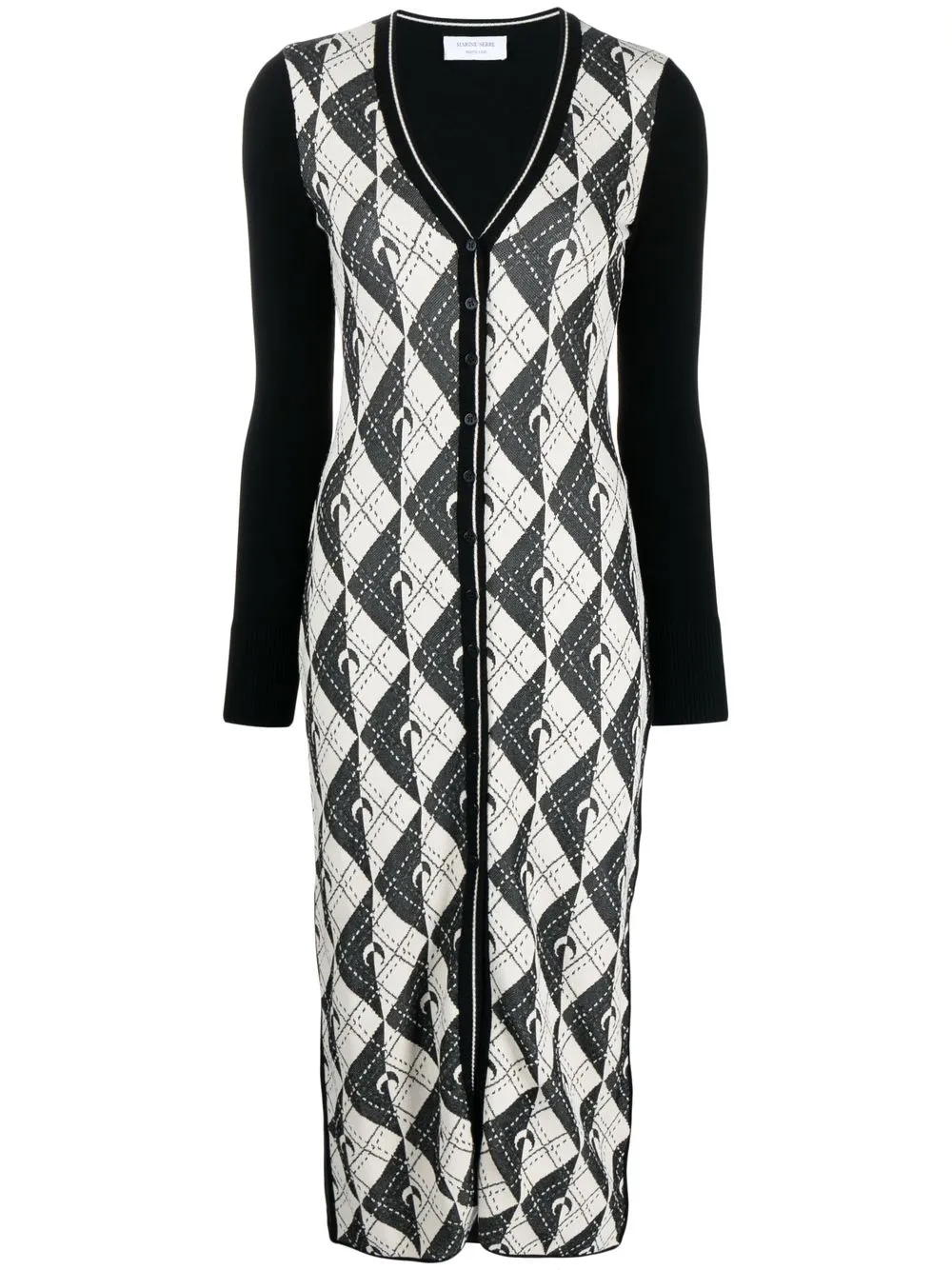 

Marine Serre long-sleeve knitted dress - Black