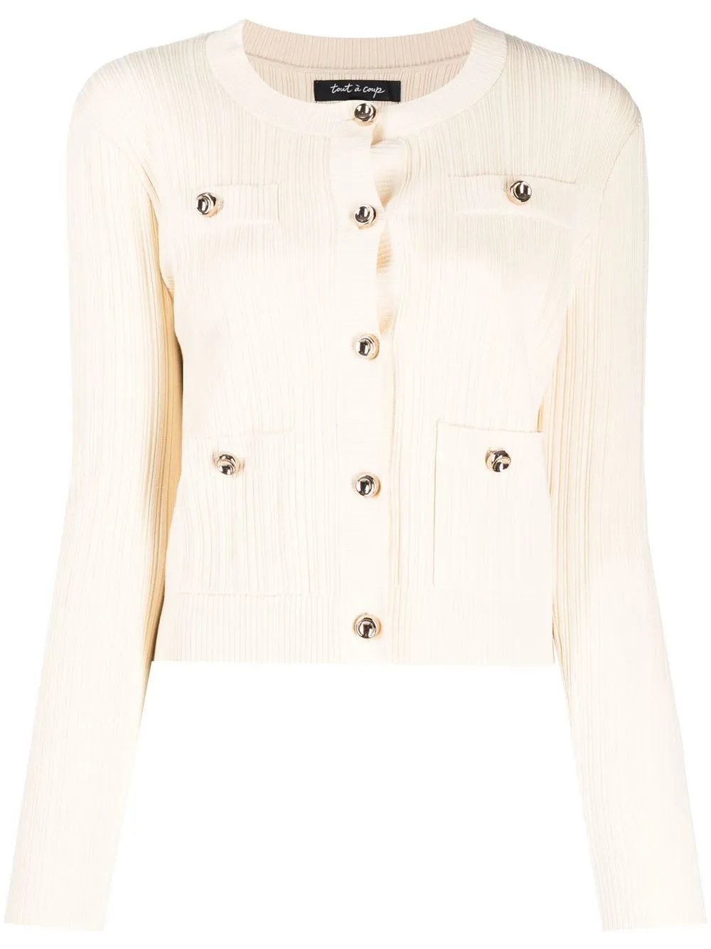 

tout a coup button-embellished ribbed cardigan - Neutrals