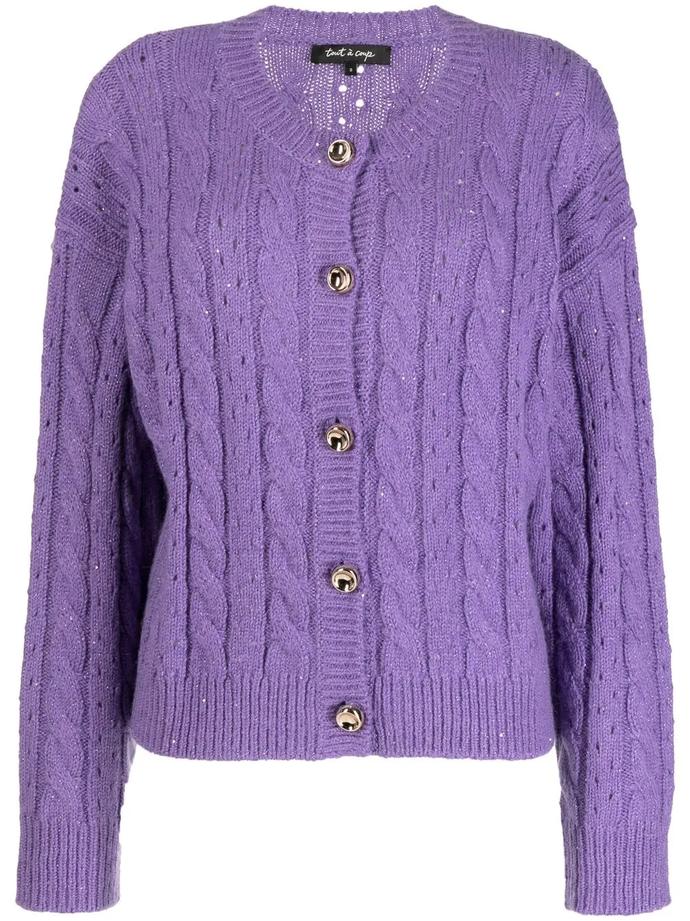 

tout a coup cable-knit button-up cardigan - Purple