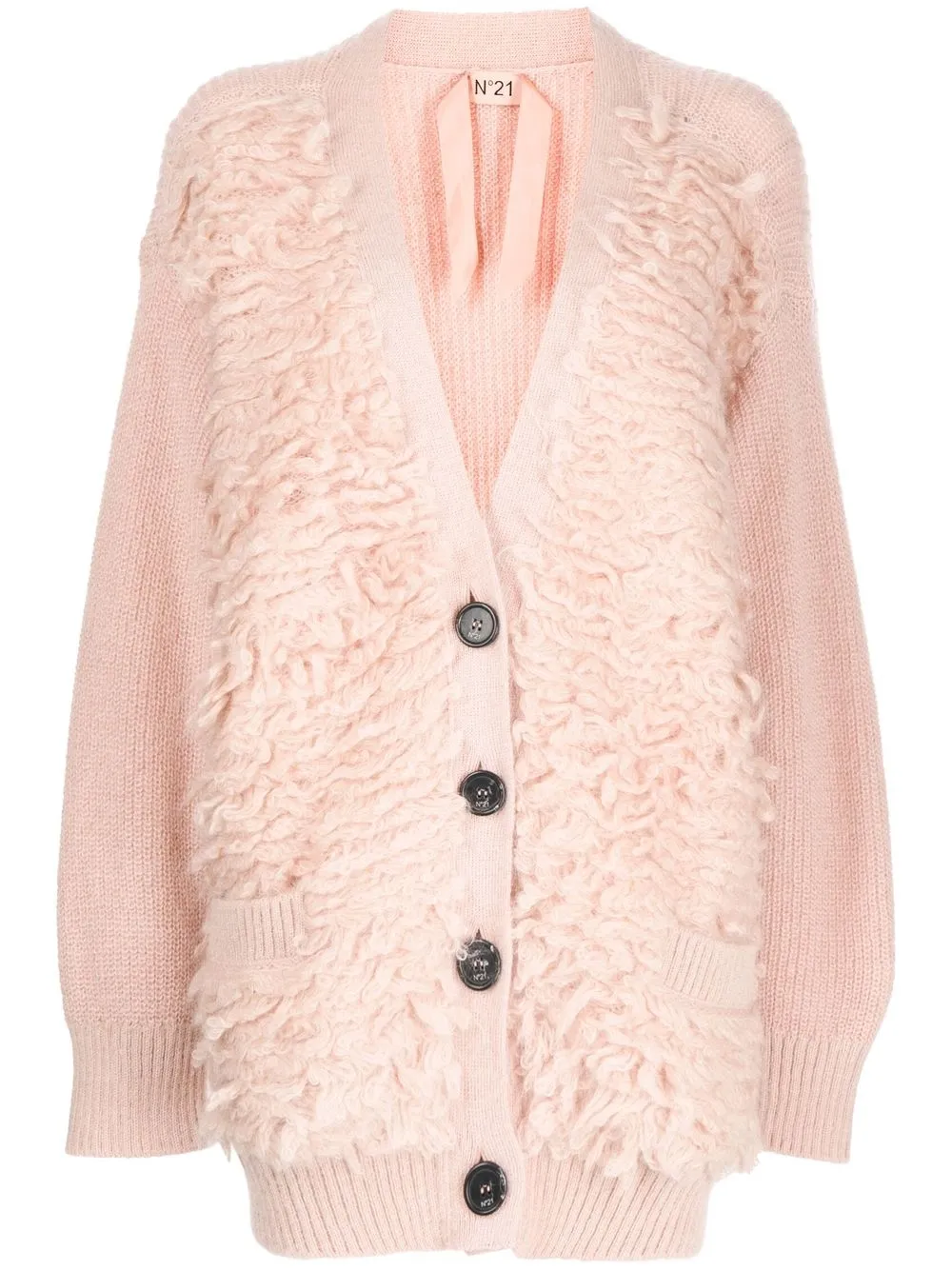 

Nº21 shearling long-sleeve cardigan - Pink