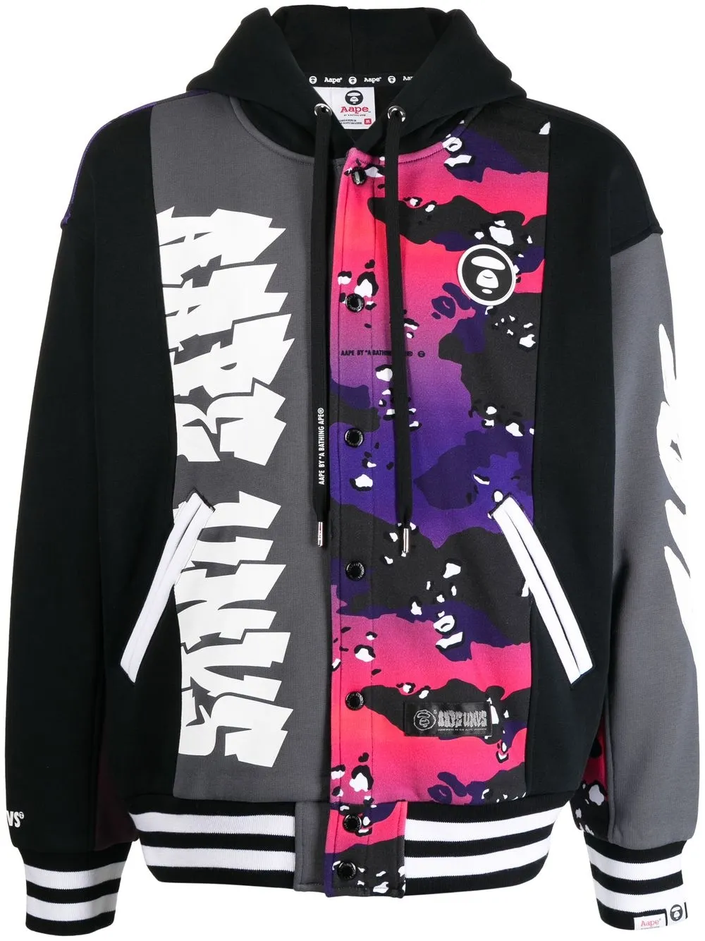 

AAPE BY *A BATHING APE® hoodie con estampado abstracto - Negro