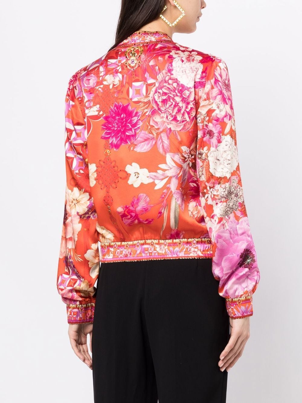 Shop Camilla Floral-print Bomber Jacket In Orange