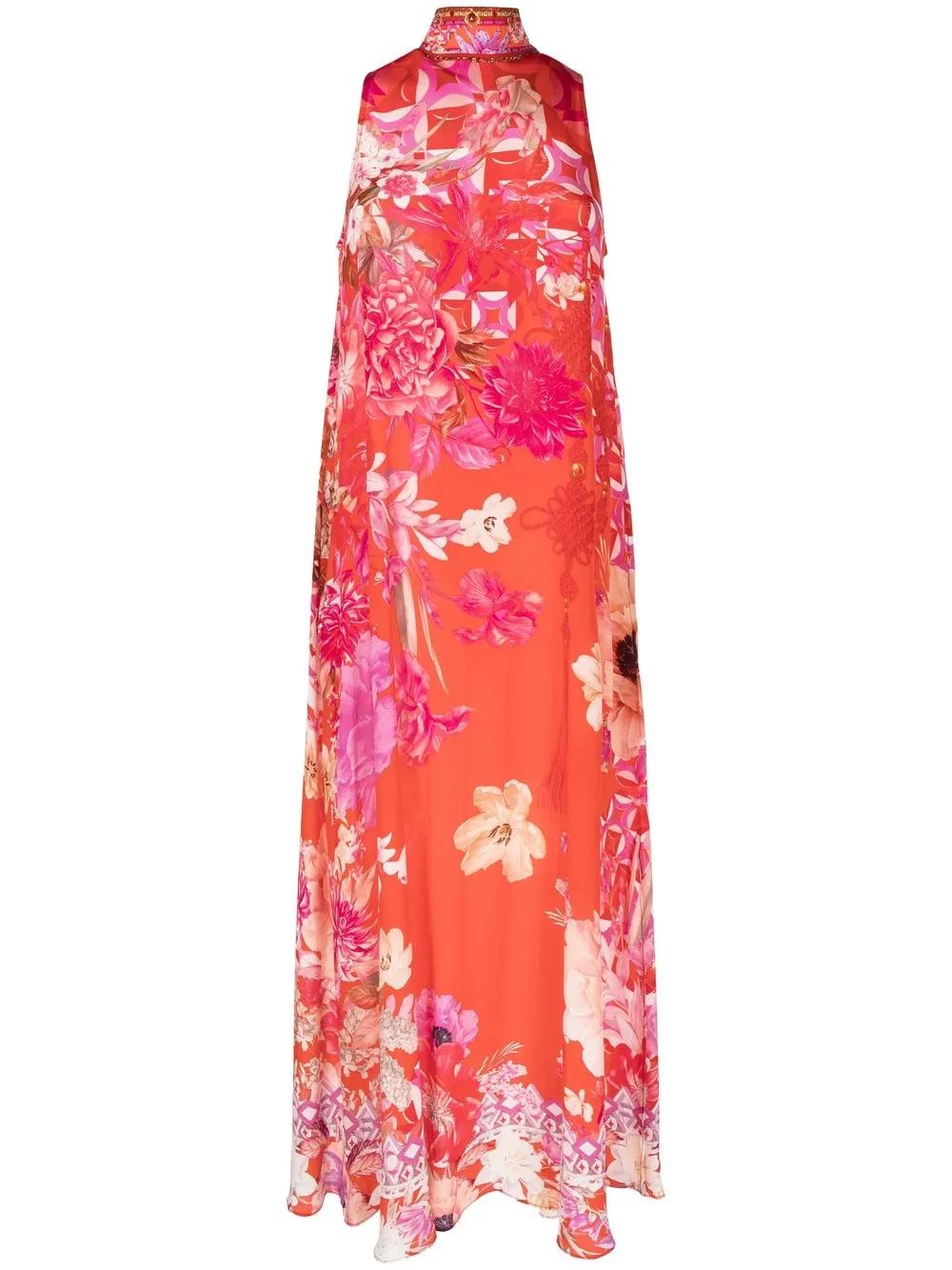 

Camilla floral-print high neck maxi dress - Red