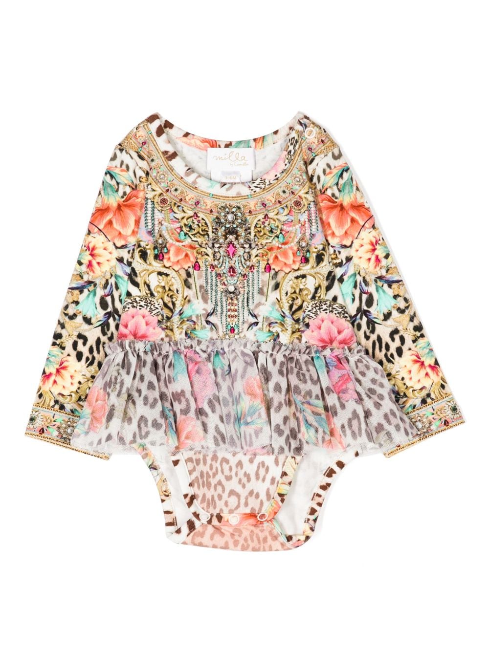 Camilla Babies' Graphic-print Cotton Body In Brown