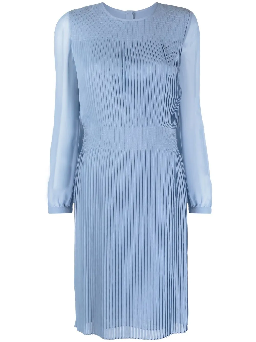 

Emporio Armani long-sleeved pleated midi dress - Blue