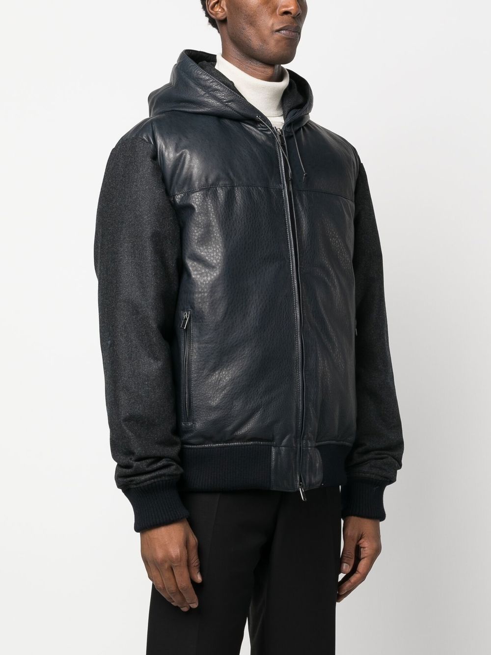 Tagliatore contrast-panel hooded bomber jacket Men