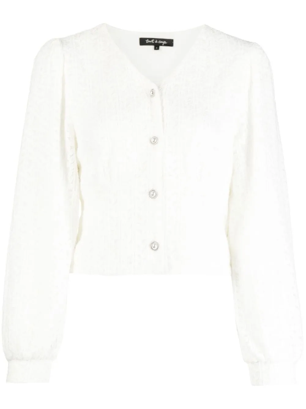 

tout a coup patterned-jacquard V-neck cardigan - White