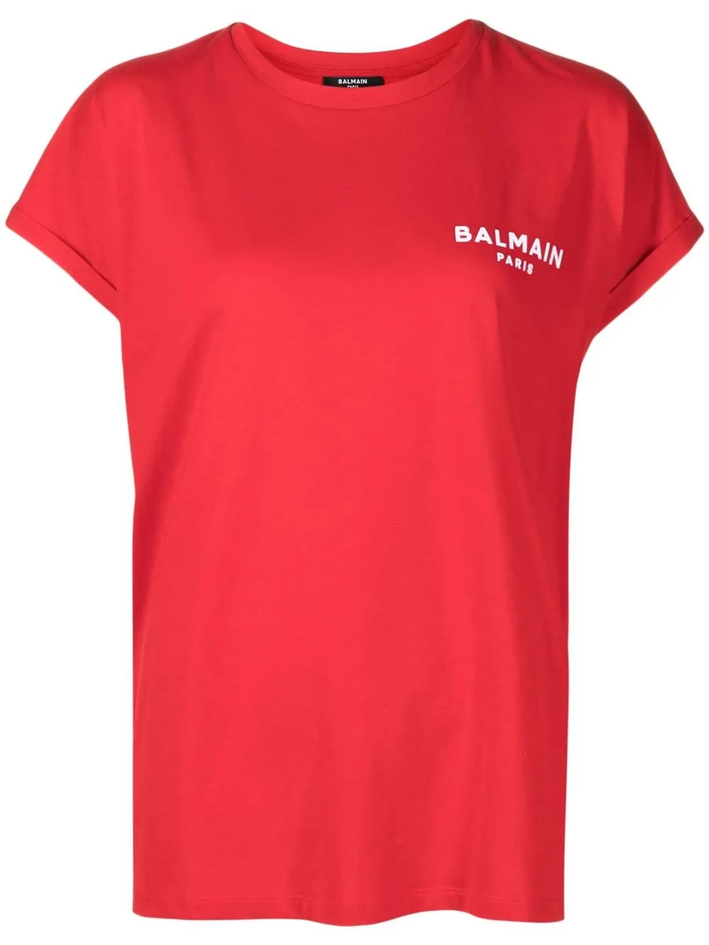

Balmain flocked-logo cotton T-shirt - Red