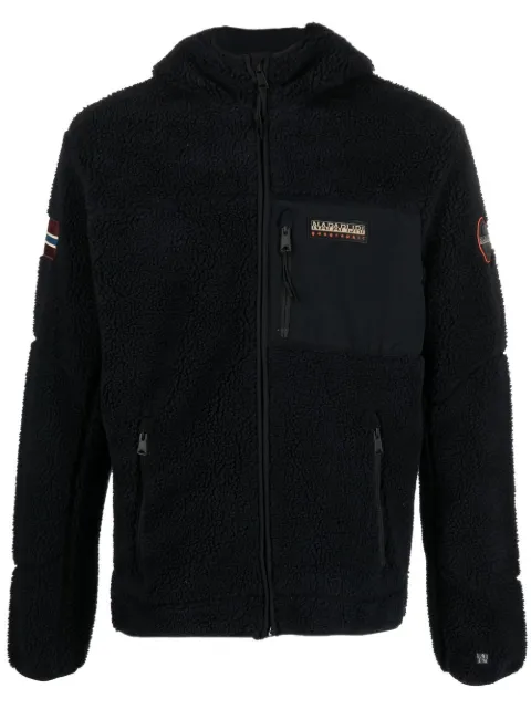 Napapijri logo-patch panelled hooded jacket 