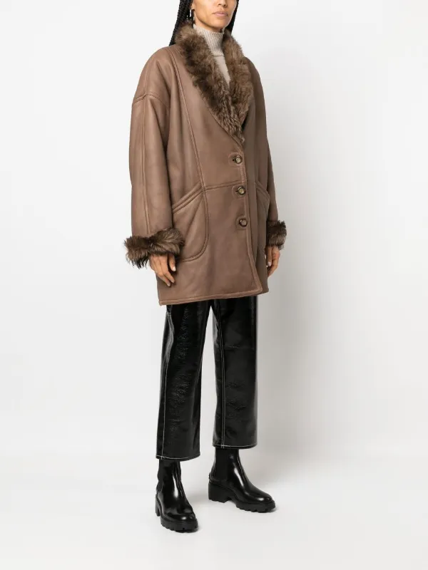 Vintage Cult 1980s faux-fur Trimmed Leather Coat Brown  FARFETCH PH