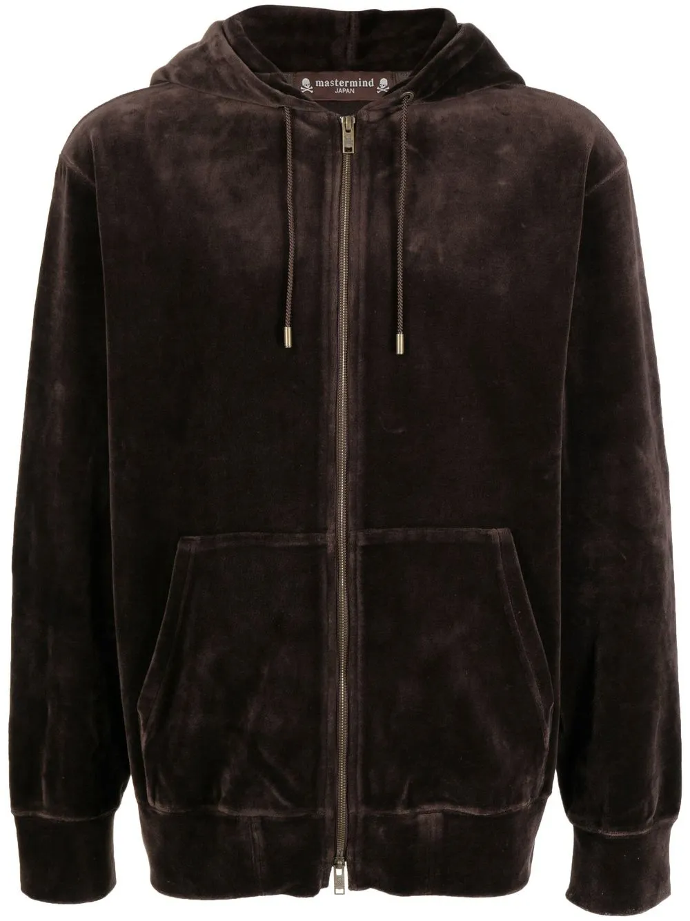 Mastermind Japan Velvet Zip-up Hoodie In Brown