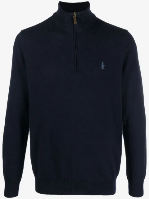 Polo Ralph Lauren sweater i uld med kvart lynlås