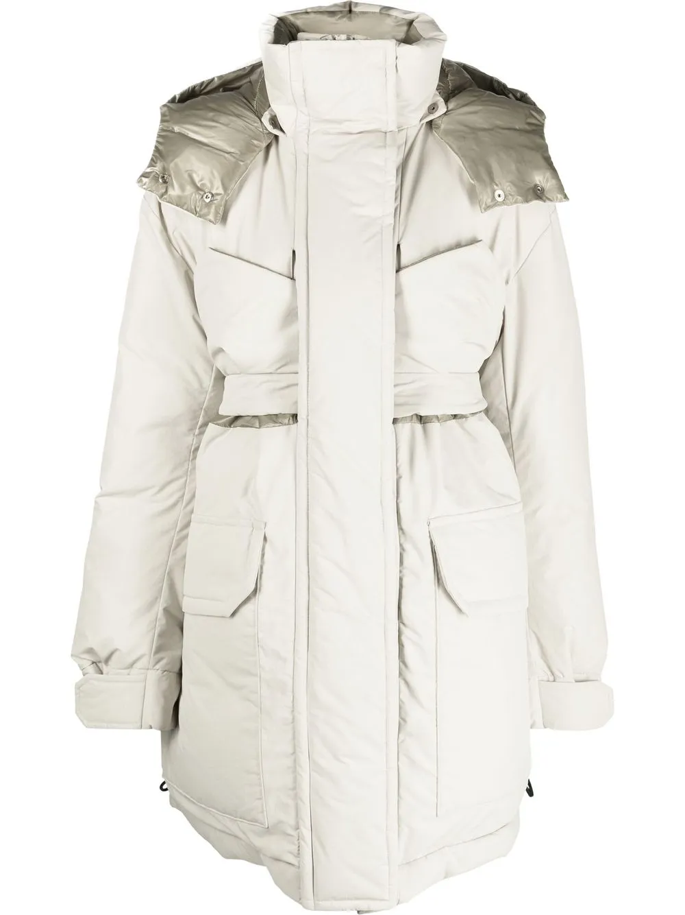 

sacai hooded puffer jacket - Neutrals