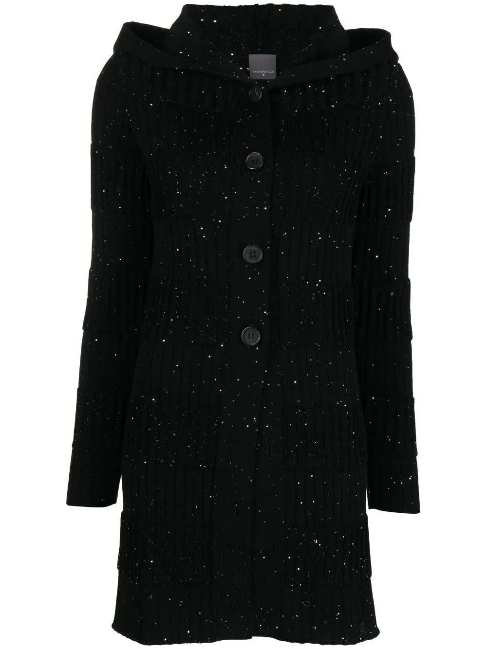 

Lorena Antoniazzi speckled hooded cardigan - Black