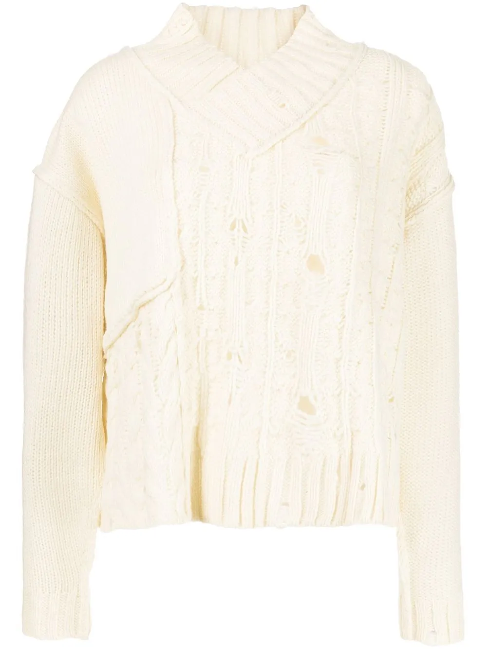 

Y's distressed V-neck jumper - Neutrals