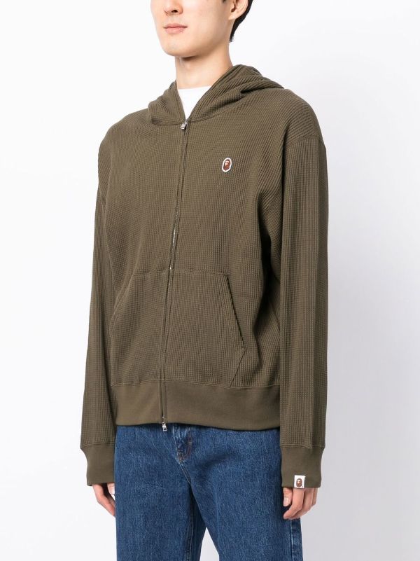 A BATHING APE® logo-patch Textured Hoodie - Farfetch