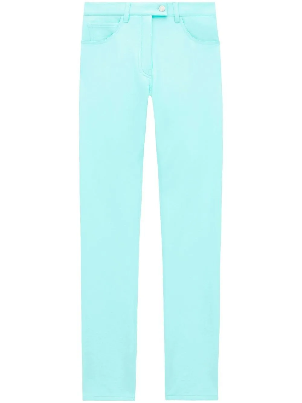 Shop Courrèges Logo-embroidered Straight-leg Trousers In Blue