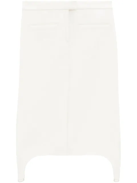 Courrèges twill suspenders midi skirt