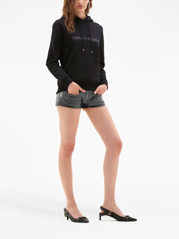 Courrèges grained-texture Mini Shorts | Black | FARFETCH