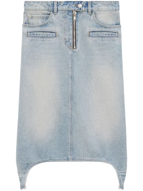 Courrèges suspenders denim midi-skirt