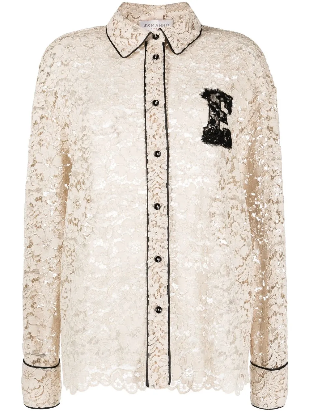 

ERMANNO FIRENZE long-sleeve lace shirt - Neutrals