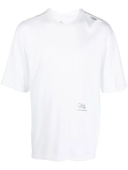 T-shirt en maille gaufrée à logo imprimé - OBJECTS IV LIFE - Modalova
