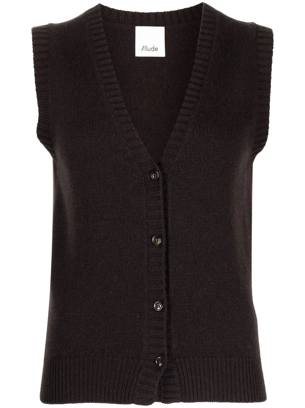 

Allude V-neck sleeveless knit vest - Brown