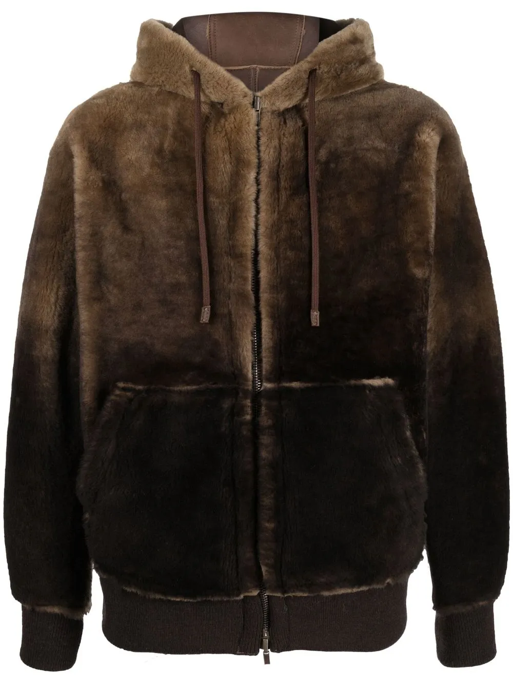 

Salvatore Santoro ombré shearling hooded jacket - Brown