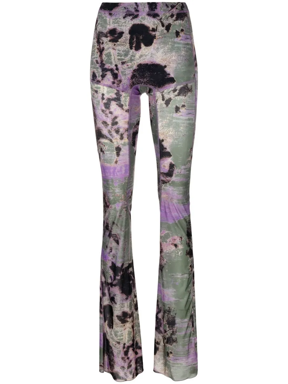 

KNWLS abstract-print flared trousers - Green