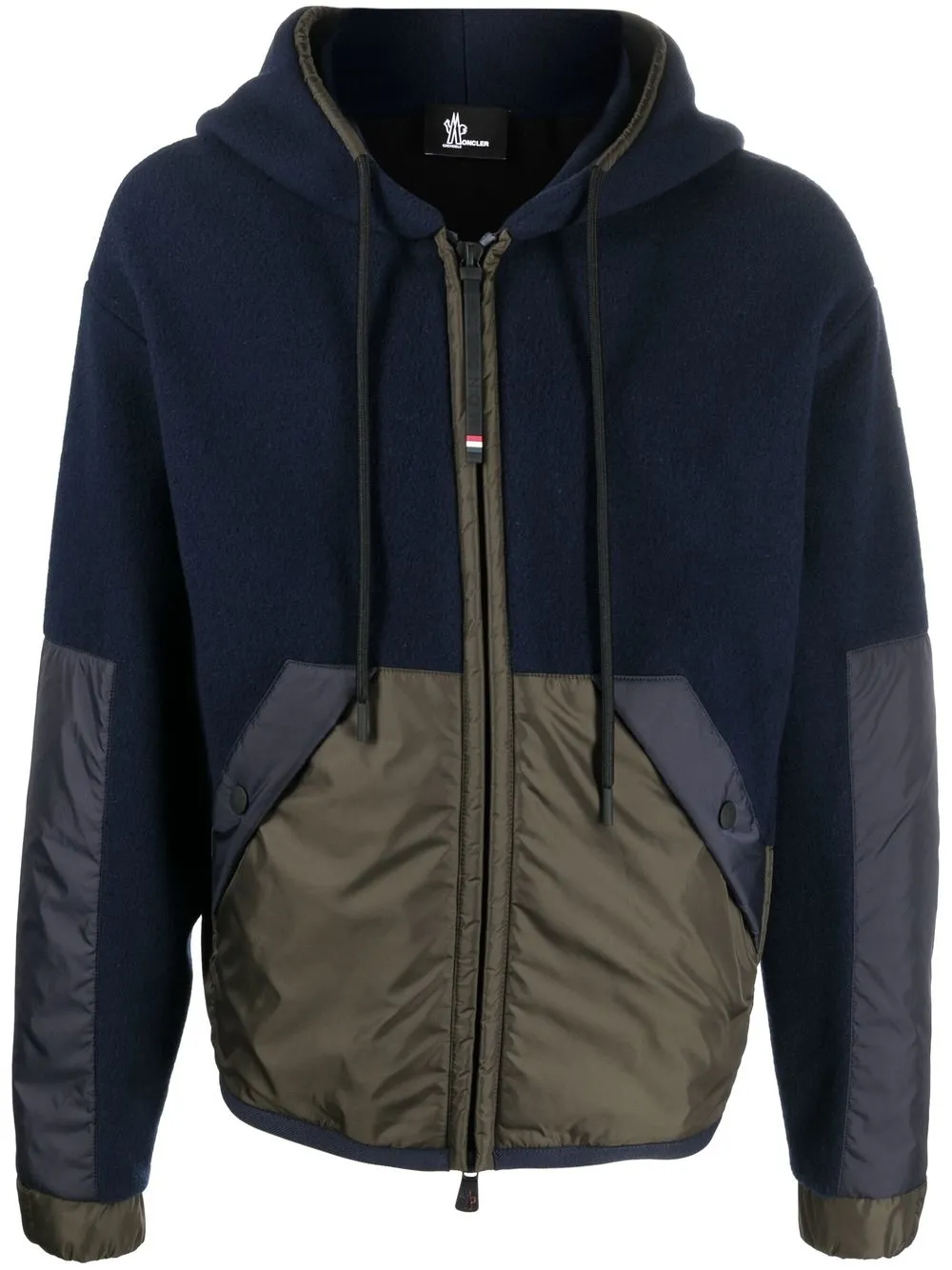 MONCLER PANELLED ZIP-UP HOODIE