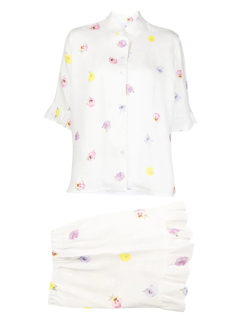 

Sleeper floral-print ruffle-trim lounge set - White