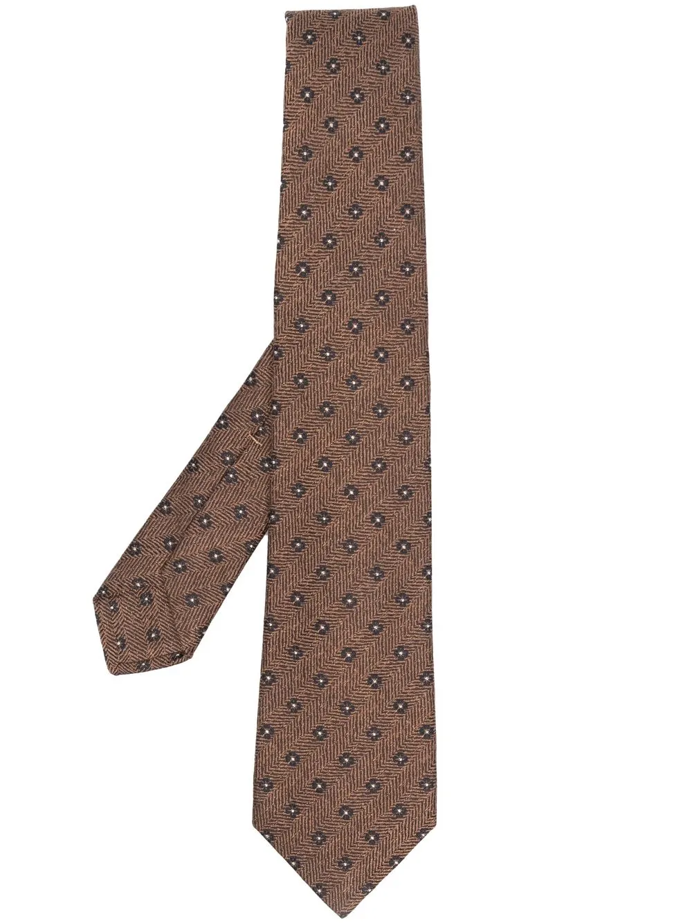 

Kiton floral-embroidered tie - Brown